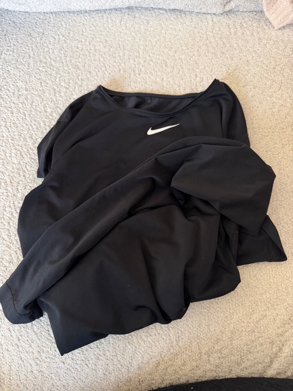 Nike Black Women's Long Sleeve Dri-FIT Top with White Swoosh